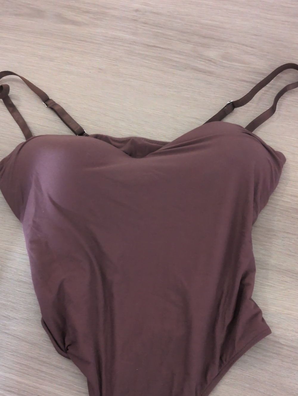 SHEIN Brown Mauve Spaghetti Strap Bodysuit
